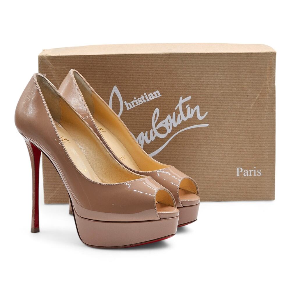 Christian Louboutin Fetish Peep Pumps 150mm - Patent Leather - Nude 36 5.5US